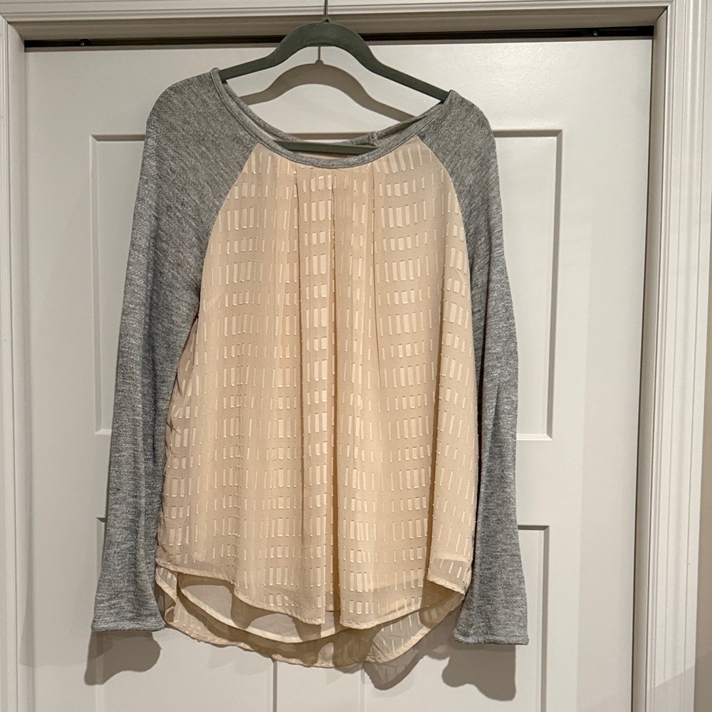 Gray and Cream Women's Top